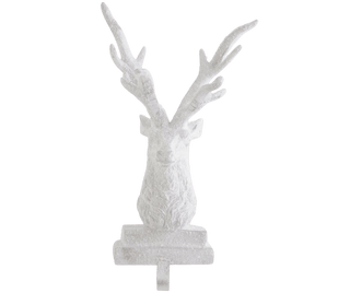12" White Glitter Deer Bust Stocking Holder