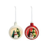 Snowman Scene Glass Orn 2/a