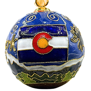 Colorado Flag With Moose Cloisonne Ornament
