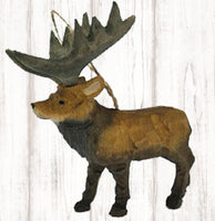 Hand Carved Wood Elk Orn