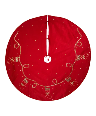 60" Red w/Gold Sequin Tree Skirt