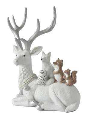 Laying Deer w/Animals Figurine