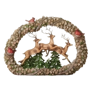 Leaping Deer In Wreath Figure