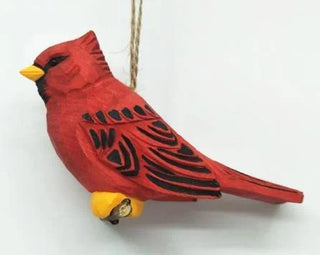 Hand Carved Wood Cardinal Orn