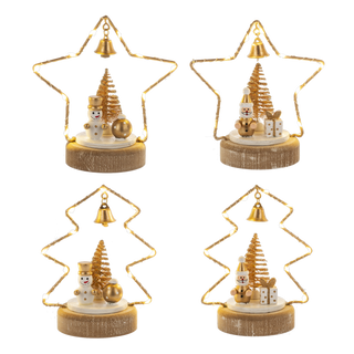 LED Light Up Santa & Snowman in Star/Tree Figurines