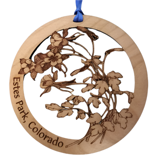 Columbine Round Wood Ornament