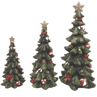 Christmas Glitter Tree Figs Set of 3