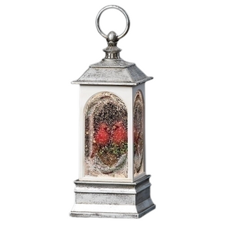 LED Swirl Cardinal Pewter Lantern; w/CORD