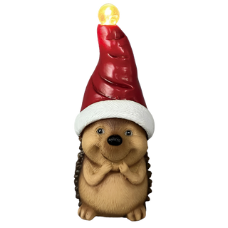 Res LED Hedgehog w/Red Hat Decor