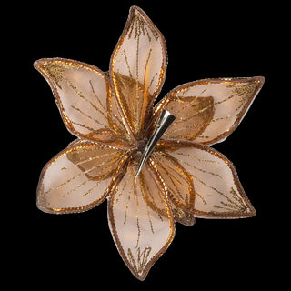 Copper & Brown Sheer Poinsettia Pick