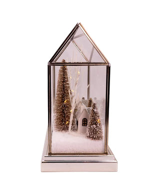 Lighted Village In Glass House
