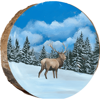 Buck with Snowy Trees Ornament