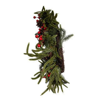 Berries & Pinecone Rattan Wreath