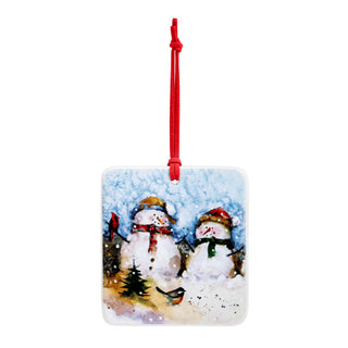 Snowmen Couple Magnet Orn W Card