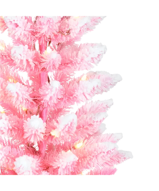 3' Pre-Lit Flocked Pink Slim Tree