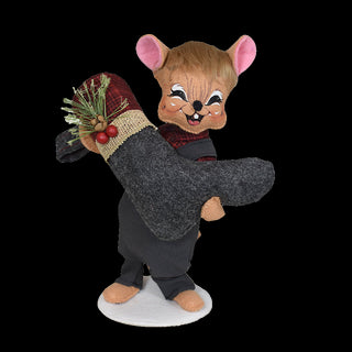 8" Plaid & Pine Stocking Mouse