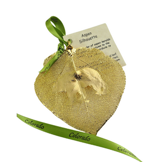 Gold Preserved Aspen Leaf - Bear Silhouette