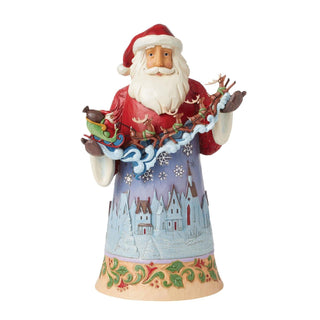 Santa Over Night Sky Figure