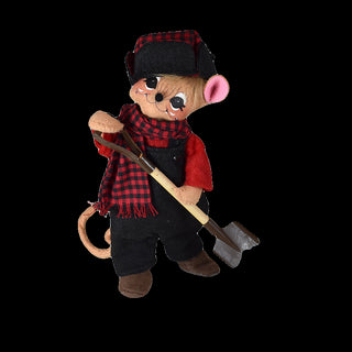 6" Winter Woods Shoveling Mouse