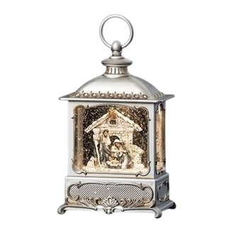 LED Swirl Pewter Holy Family Lantern