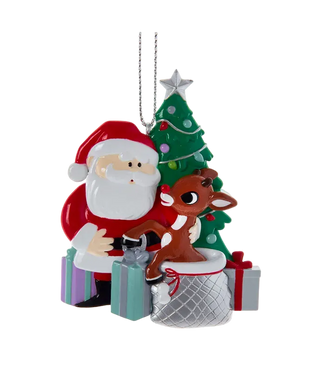 Rudolph and Santa with Tree orn
