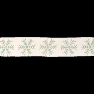 Cream with Green Snowflake Wired Ribbon