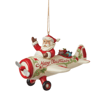 Santa in Airplane Ornament