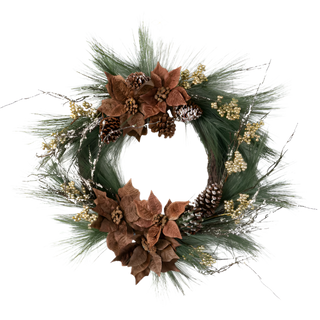 30" Brown Poinsettia Pine Wreath