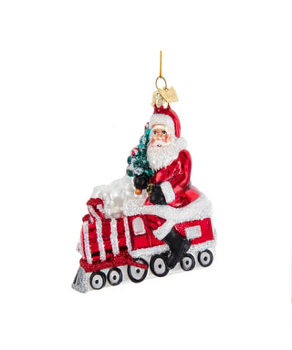 NG Santa With Peppermint Train Orn