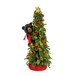 Black Bear Climbing Christmas Tree