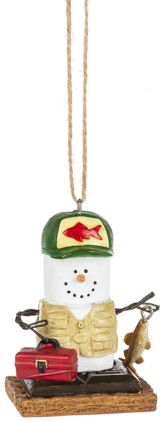 Smores Fisherman w/Tackle Box Ornament