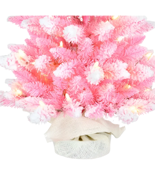 3' Pre-Lit Flocked Pink Slim Tree