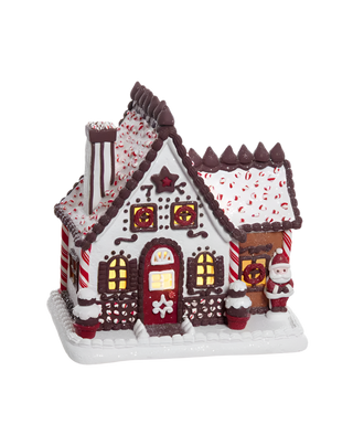 LED Chocolate Gingerbread House 9 Inch