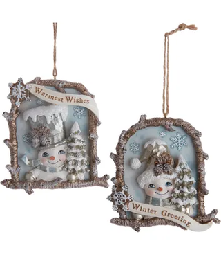 Rustic Glam Snowman In Log 2A