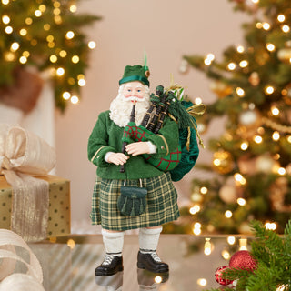 10.5" Fabriché™ Musical Irish Bagpiper Santa