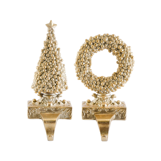 Antique Gold Resin Stocking Holders Set of 2