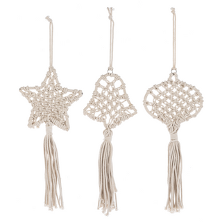 Macrame Bell, Ornament & Star Ornament