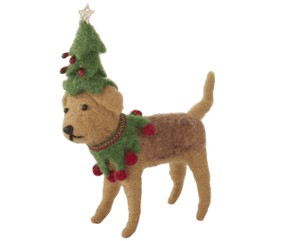 Brown Wool Dog With Tree Hat