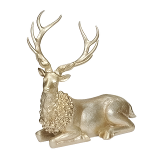 17"H Gold Glitter Deer Laying