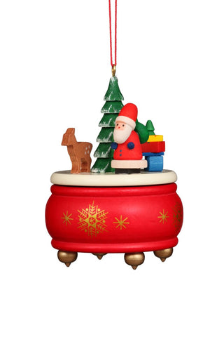 Red Music Box With Santa orn