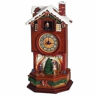 15"H Mus LED Clock, Nutcracker Rotating