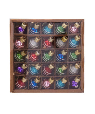 Mini Decorated Glass Ball 25 Ornament Set