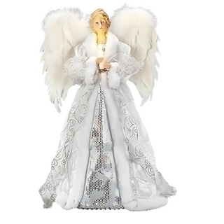 Lit White Angel Topper w Candle