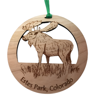 Moose Round Wood Ornament