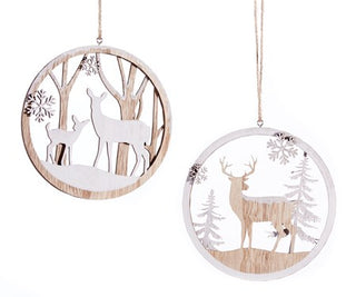 Deer w/snowflake & trees 2/a