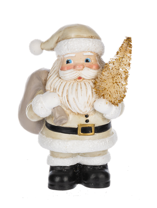 White Santa w/Tree Figurine