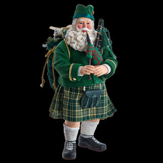 10.5" Fabriché™ Musical Irish Bagpiper Santa