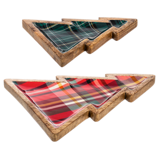 Nested Plaid Tree Tray Set (2 pc. set)