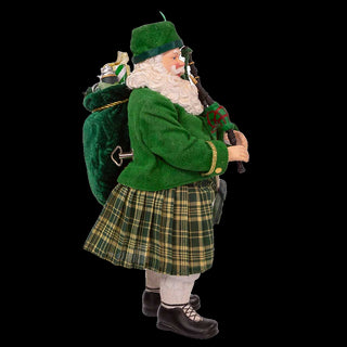 10.5" Fabriché™ Musical Irish Bagpiper Santa