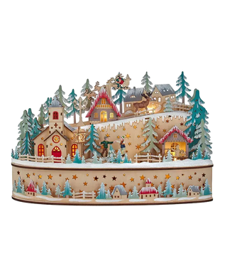 Laser Cut Christmas Village With Santa